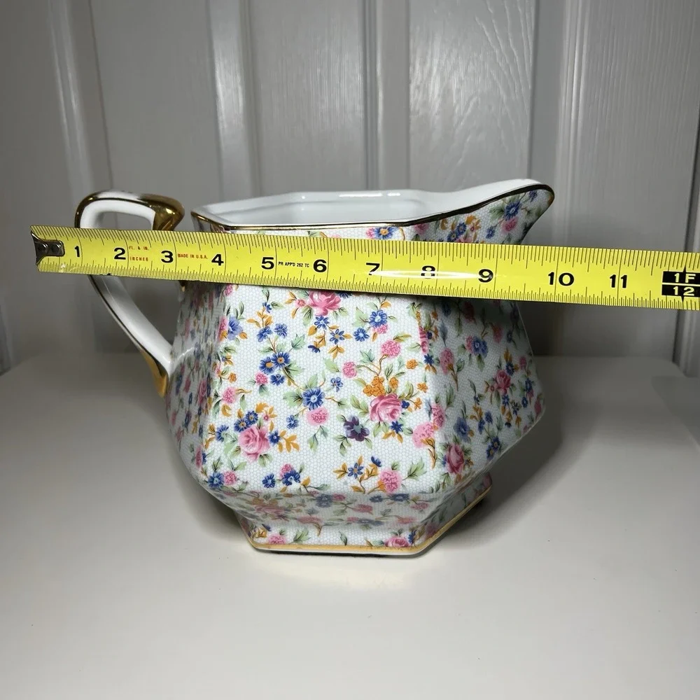 Vintage Two's Company Dana Chintz Floral Porcelain Pitcher 7